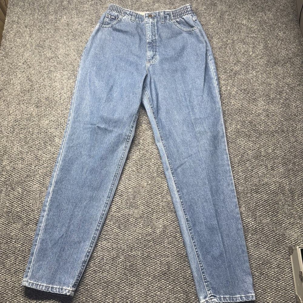Vintage Lee Women's 14 Bareback Elastic Side Waist High Rise Straight Leg Jeans